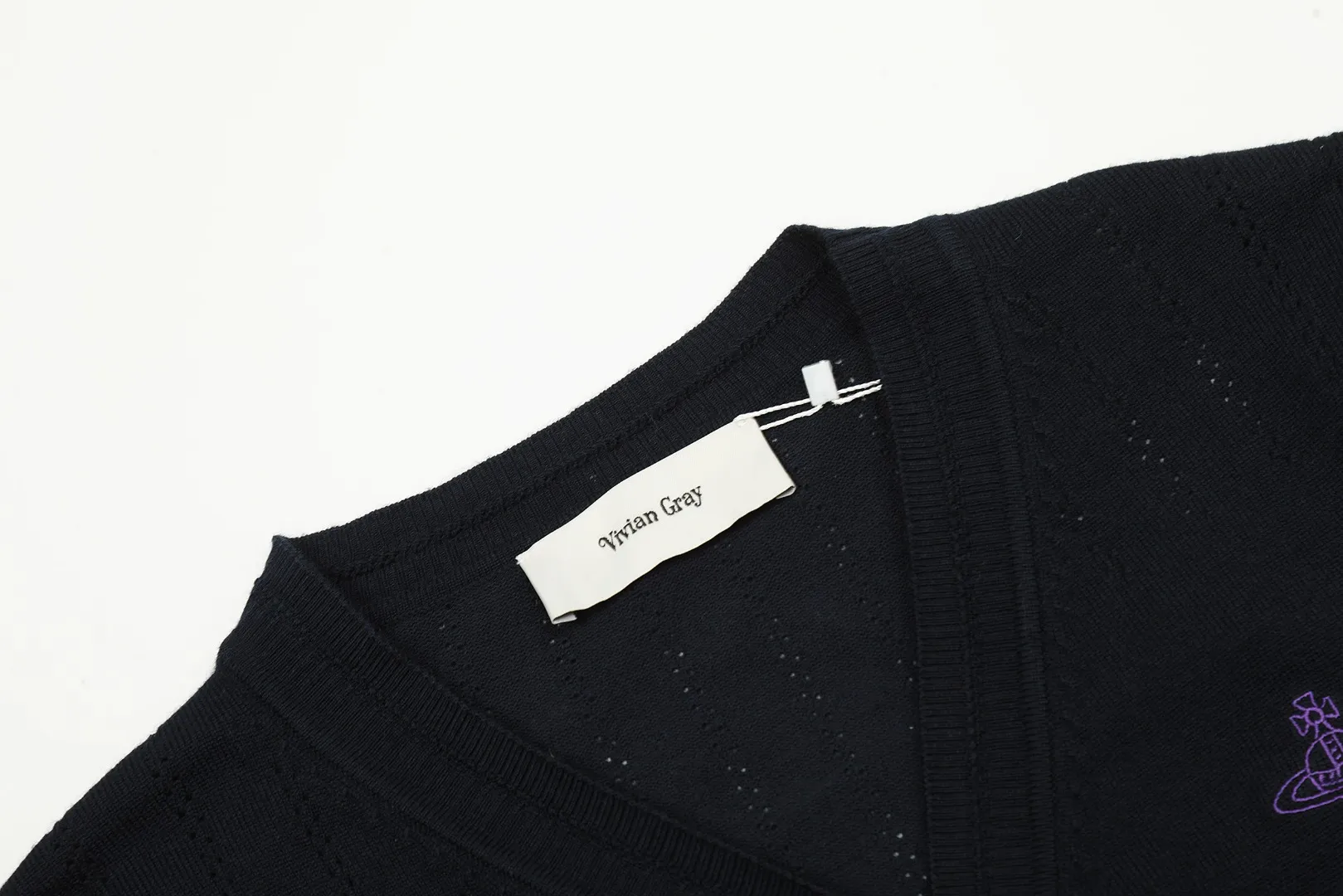 vivienne west wood West Queen Vivian Saturn New Retro "Unisex" Hollow Design Knitted Sweater Wool Round Neck 2024 Spring Latest Style Size: S -M- L Color: Apricot Navy